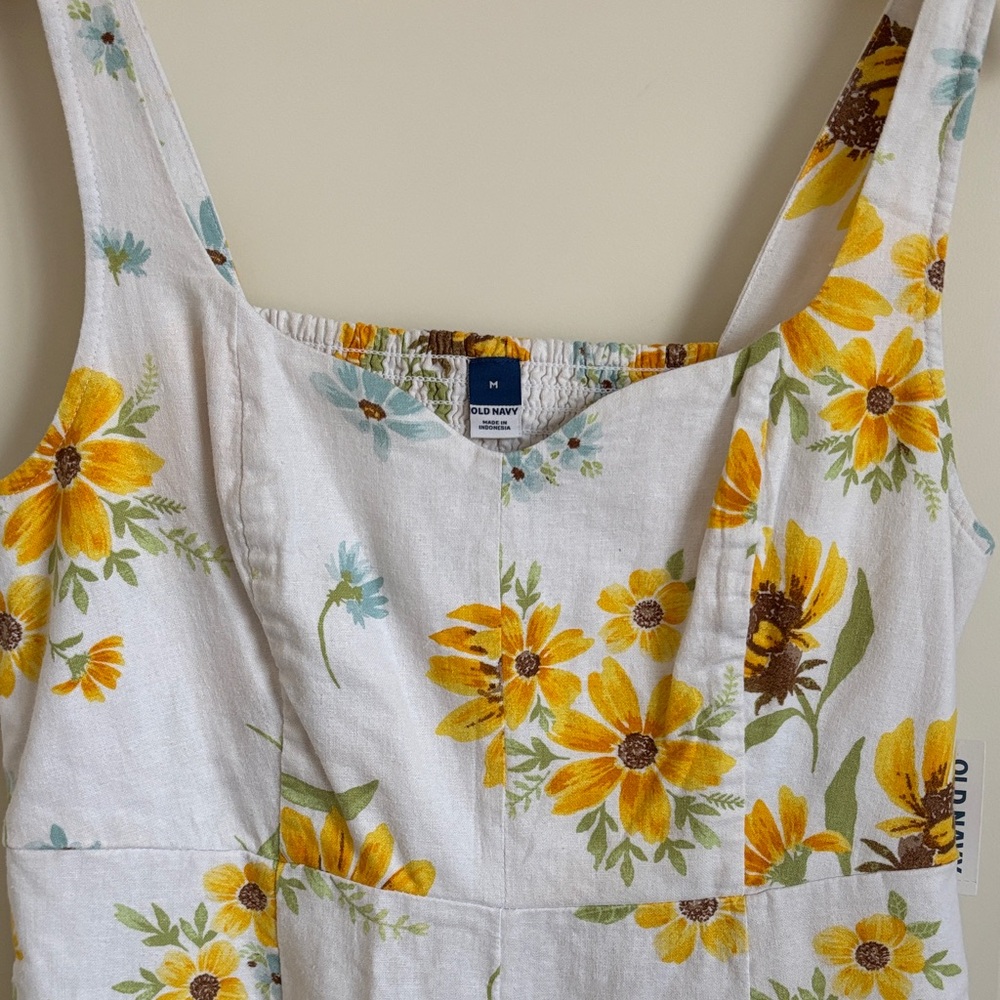 Old Navy White Midi Dress with Yellow Sunflower Print - Picture 2 of 3